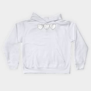 White Marble Hearts Kids Hoodie